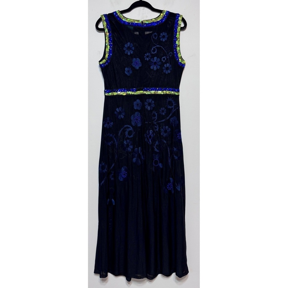 Cynthia Rowley Sirencore Celestial Midi Dress Womens 10 Beaded Embroidered Luxe - Picture 6 of 7